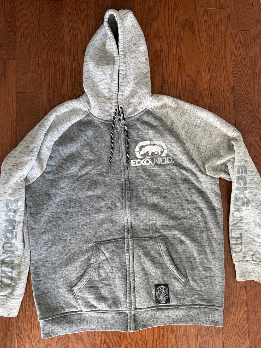 Ecko Unlimited Gray Heather Full-Zip Hoodie with Logo